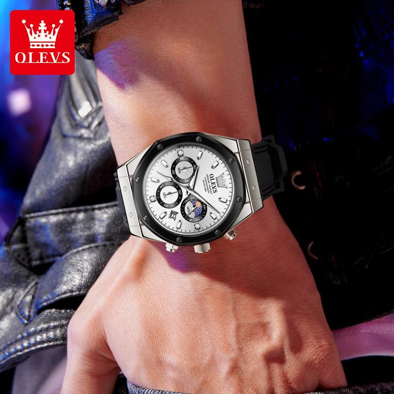 Мужские кварцевые часы с силиконовым ремешком, водонепроницаемый хронограф, многофункциональные спортивные новые мужские часы с календарем и светящимся дисплеем