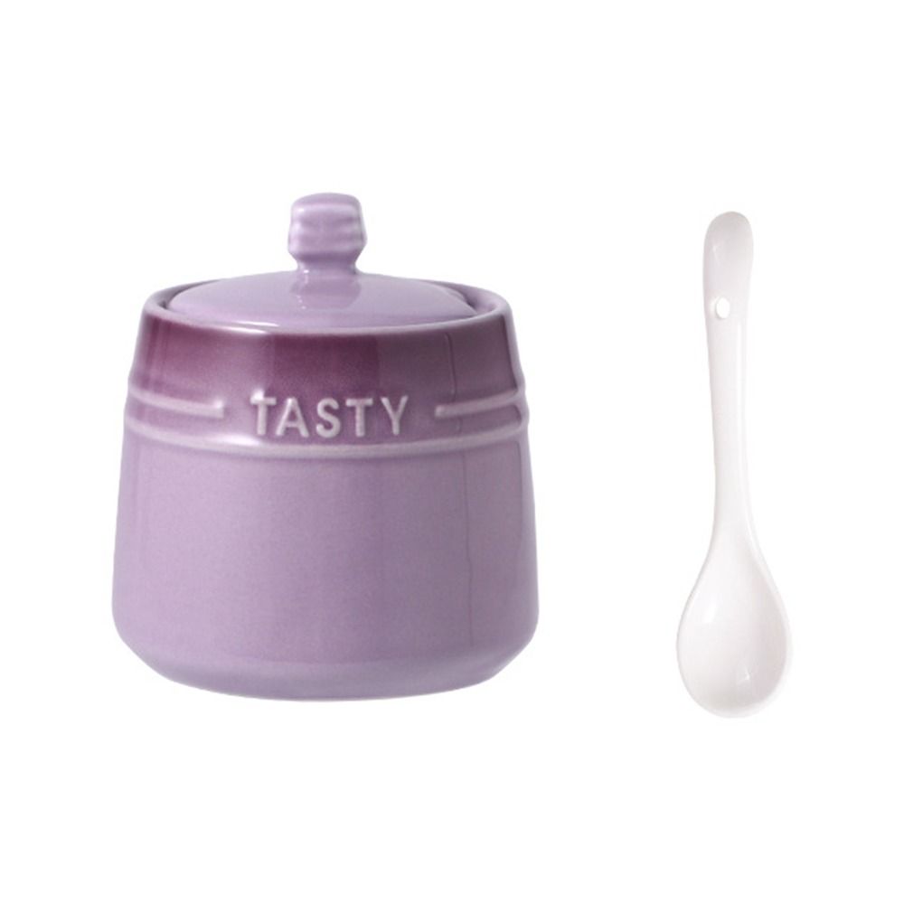 Spoon Ceramic Spice Jar Lid Kitchen Canisters Creative Sugar Pot Salt