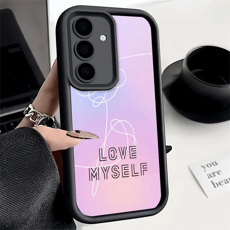 Чехол для телефона Samsung Galaxy A17 A16 A15 A14 A13 Love Yourself Цветок Сердце Линия Kpop A56 A36 A26 A55 A35 A25 A54 A34 A24 A53 A