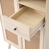 Chest of Drawers Doors, Drawers, Open Storage Compartments, Modern Highboard Made of Wood Rattan Doors, Bedroom, Living Rooms, Office, Oak, 60x40x101cm