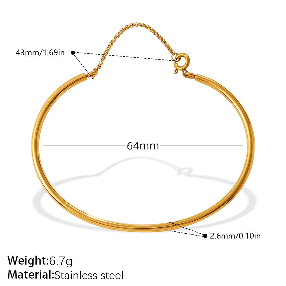 Fashion Minimalist Smooth C-shape Adjustable Bracelet & Clavicle Chain, Stainless Steel Daily Jewelry Set