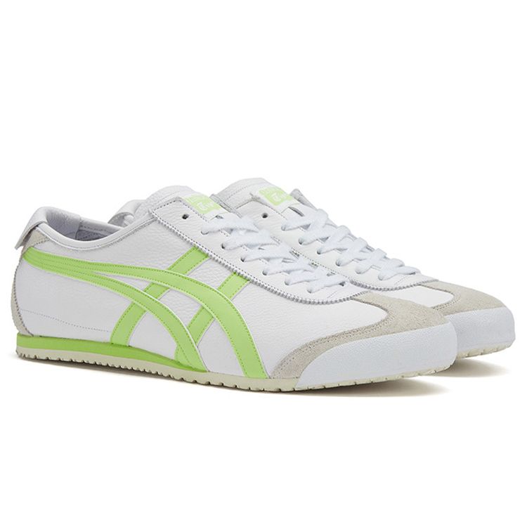 ONITSUKA TIGER Кожаные кроссовки Mexico 66 с круглым носком, на шнуровке, нескользящей подошве, низкие, повседневные, унисекс, неоново-зеленый 1183B771-102