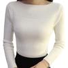 Женские трикотажные топы с воротником-лодочкой и длинным рукавом, облегающие пуловеры, однотонные, эластичные