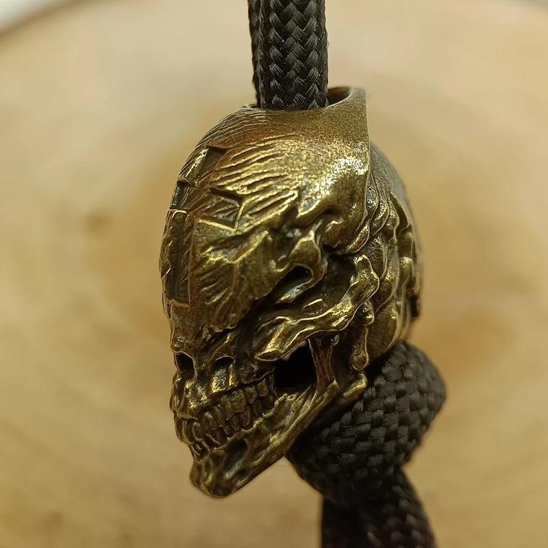 Череп Голова Латунные Бусины Нож EDC DIY Паракорд Плетеные Браслеты Шнурки Подвески Аксессуары Подвески для инструментов на открытом воздухе Безделушки