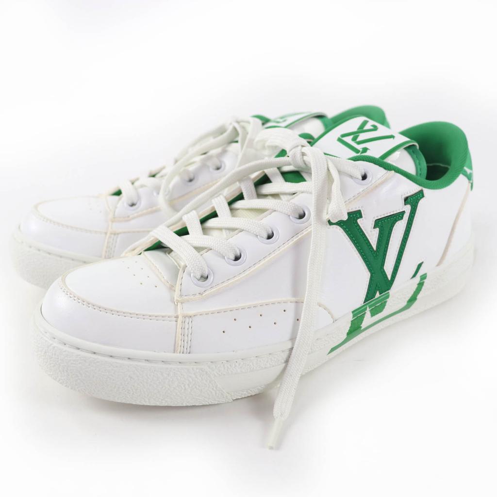 Great LOUIS VUITTON Low cut sneakers LV logo leather white leather Women 37 Used