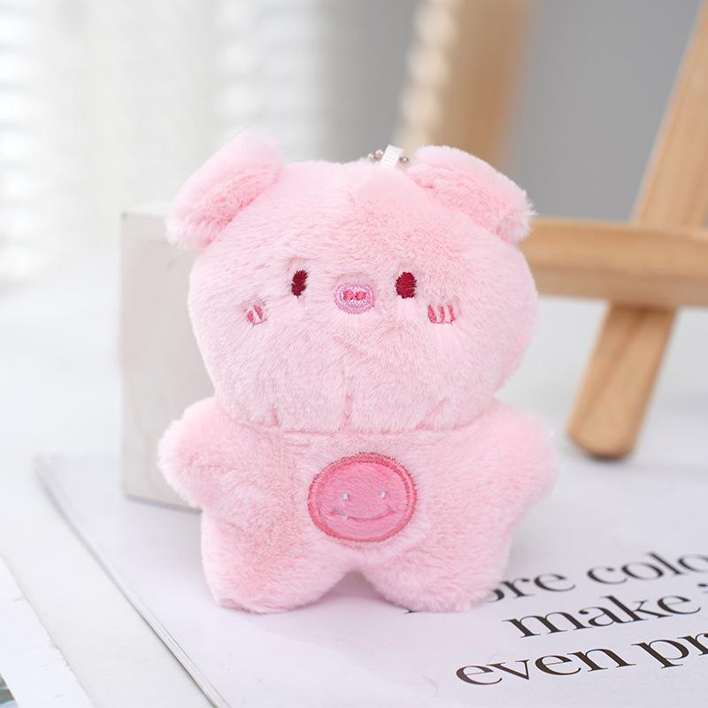 Smiling Lovable Plush Animal Keychain Soft And Delicate Valentines Gift Charm