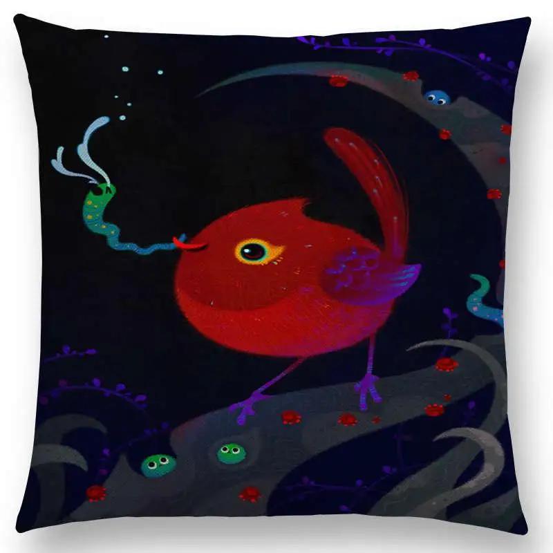 Супер милый мультяшный животный иглобрюх чехол для подушки, прекрасная птица, милое гнездо, интересная рыба, кошка, лягушка, лиса, наволочка для диванной подушки, Огар