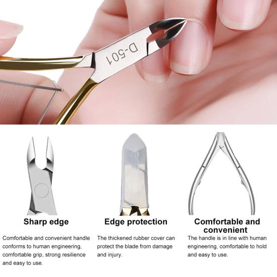 Stainless Steel Manicure Nail Art Clippers Cuticle Trim Hard Dead Skin Scissors