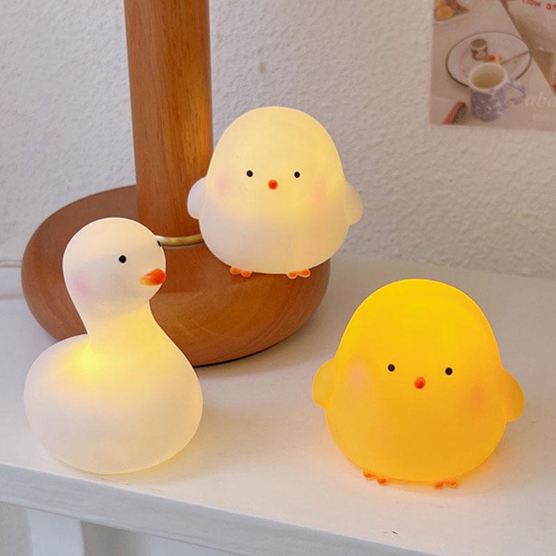 New Duck Cute Decoration Cartoon Chick Mini Night Light Kids Bedroom Sleep Fairy Lamp Gifts Night Lamp
