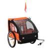 Children's Bike Trailer with 2 Seats, 2 Safety Belts, Steel Frame and Orange Oxford Fabric Cover