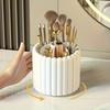360 Degree Rotating Base Makeup Brush Holder, Dust-proof Pen Holder, Stationery Storage Rack with Detachable Partition