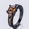 Hot Selling European and American Fashion Black Gold Diamond Set Square Diamond Set Couple Ring