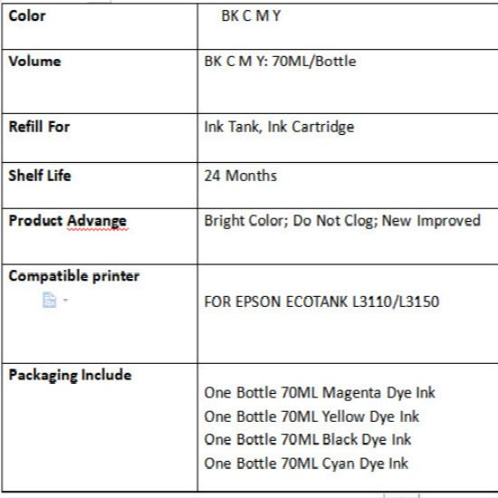 Чернила, совместимые с красящими чернилами 544, для Epson L3110 L3150, сменные красящие чернила для принтера Epson L3150 L3151 ET-2710 ET-2711