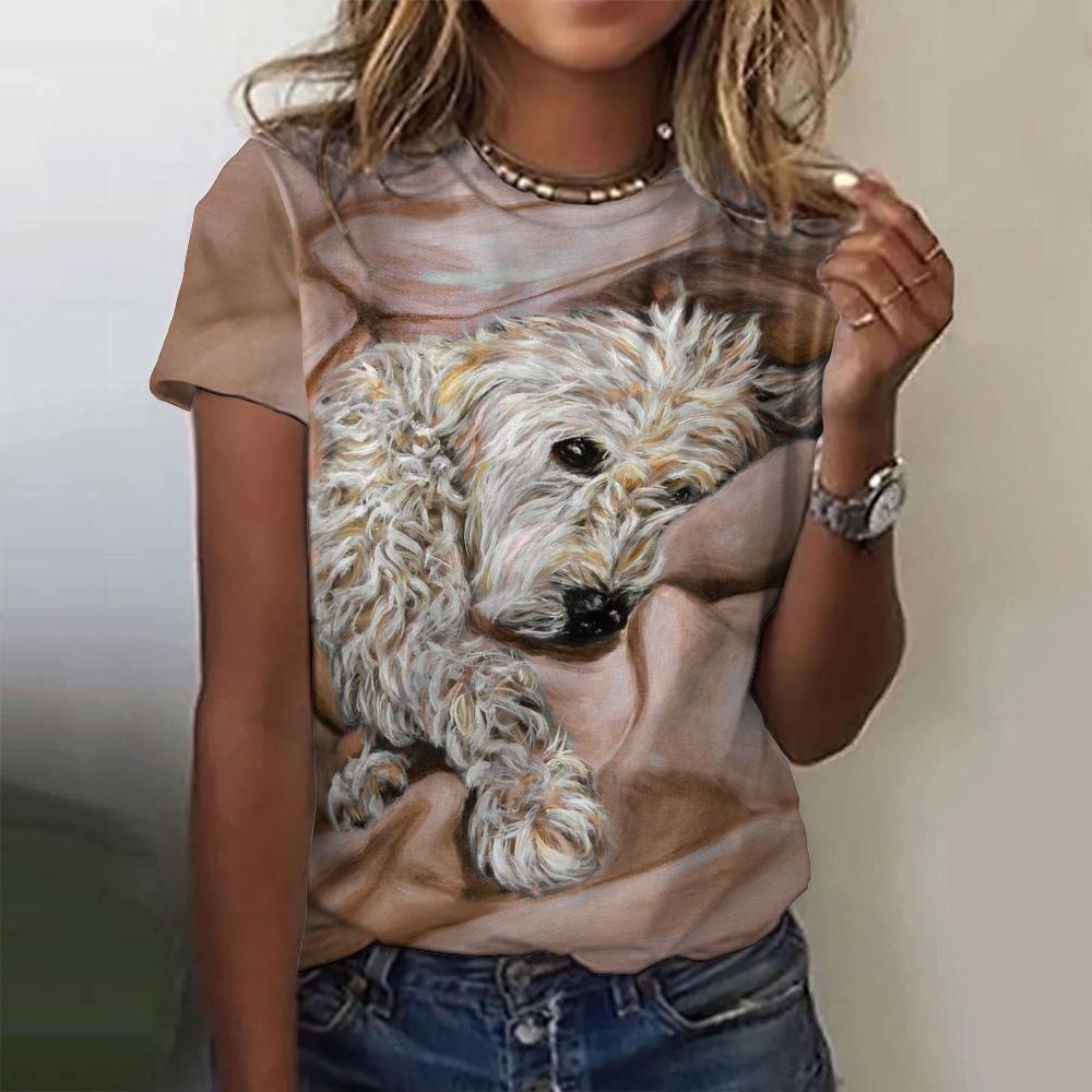 New Kawaii Cartoon Dog Print T-shirt For Women Plus Size Top Women's Trending Clothing Fashion Short Sleeve Shirt Crew Top