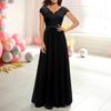 Women's Lace V-Neck Evening Dress Long A-Line Chiffon Bridesmaid Dress Mother of The Bride Wedding Guest Maxi Dress for Party Prom