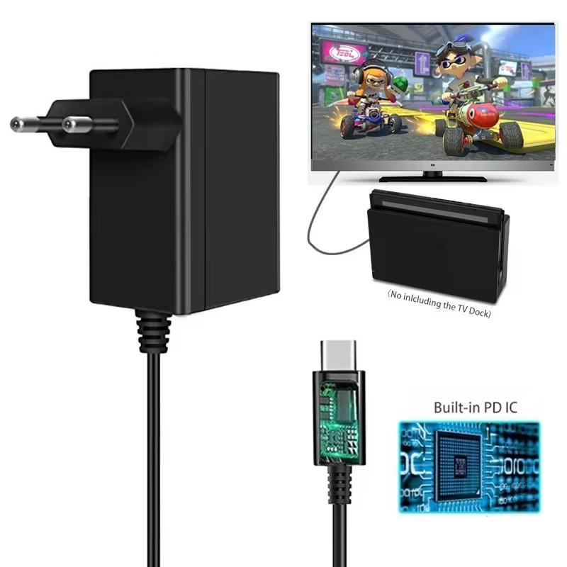 Сетевой адаптер-зарядное устройство с британской вилкой для Nintendo Switch / OLED, настенное зарядное устройство USB Type C