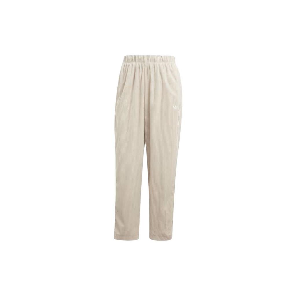Adidas Originals Open Hem Corduroy Pants With Trefoil Logo Women Bottoms Beige IM4313