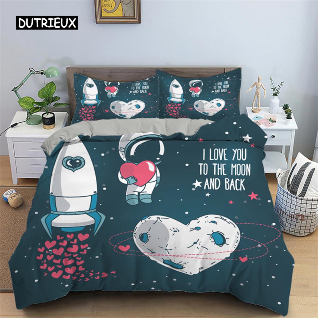 3D Love Heart Пододеяльник Микрофибра Роскошный Романтический Тематический Постельный Комплект King Queen Для Пары Подарки на День Святого Валентина Декор Спальни