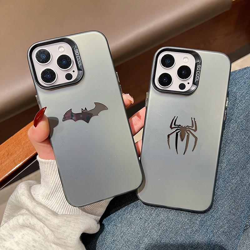 For iPhone 16 Pro Max Cases 3D Slivery Bat Spider Phone Case For iPhone 15 14 13 12 11 Pro 7 8 Plus X XR XS SE2 Shockproof Cover