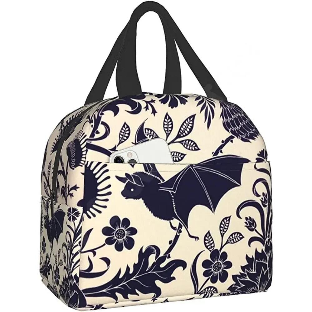 Сумка для ланча «Летучие мыши на Хэллоуин», многоразовая коробка для ланча, водонепроницаемая термосумка Bento, сумка-холодильник для ланча для женщин, изолированная сумка