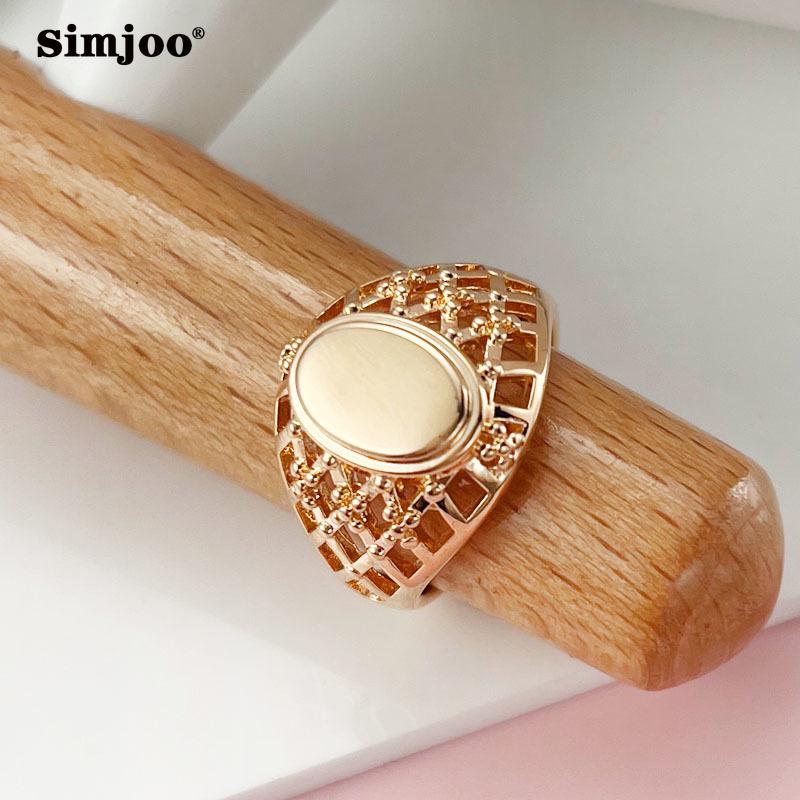SIMJOO Гладкая овальная рыболовная сеть женское кольцо цвета розового золота
