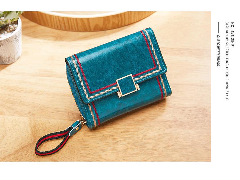 Женский ретро кошелек-гармошка из масляной вощеной кожи 2025 - Много отделений для карт, На молнии, Короткий стиль