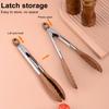 Food Tong Stainless Steel Wooden Cooking Tongs Anti-Slip Ergonomic Grip Serving Tongs for BBQ Food Buffets Parties