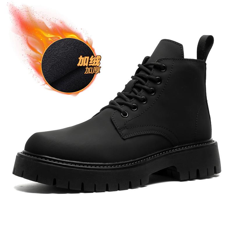 Мужские ботинки Мартин, британские высокие, Xuzi, весенние, флисовые, на высокой подошве, кожаные ботинки, черные челси, 3305-J