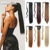 Ponytail Hair Extension Clip In Fake Wig Hairpiece Synthetic Blonde Wrap Around Pigtail Long Smooth Overhead Pony Tail