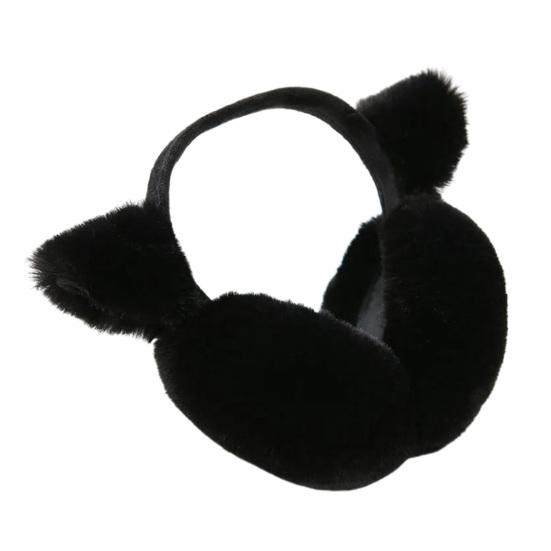 Winter Warm Earmuffs Super Soft Ultra-Thick Friendly To Skin Solid Color Women Earmuffs Ear Cover with Cat Ears