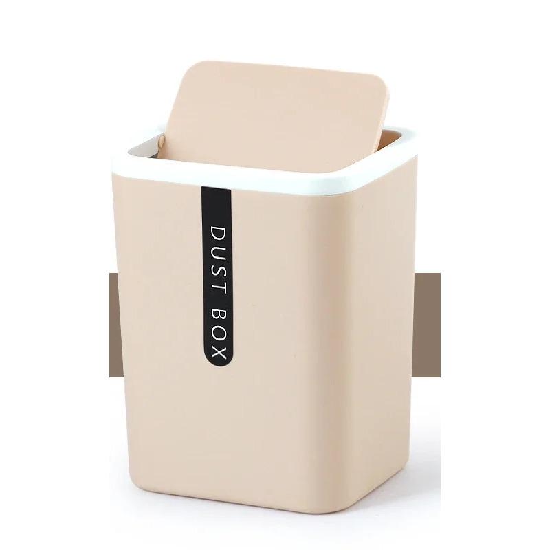 Creative Japanese Desktop Trash Can Mini Office Coffee Table Kitchen Bedroom Plastic Shake Lid Storage Bucket Small Paper Basket