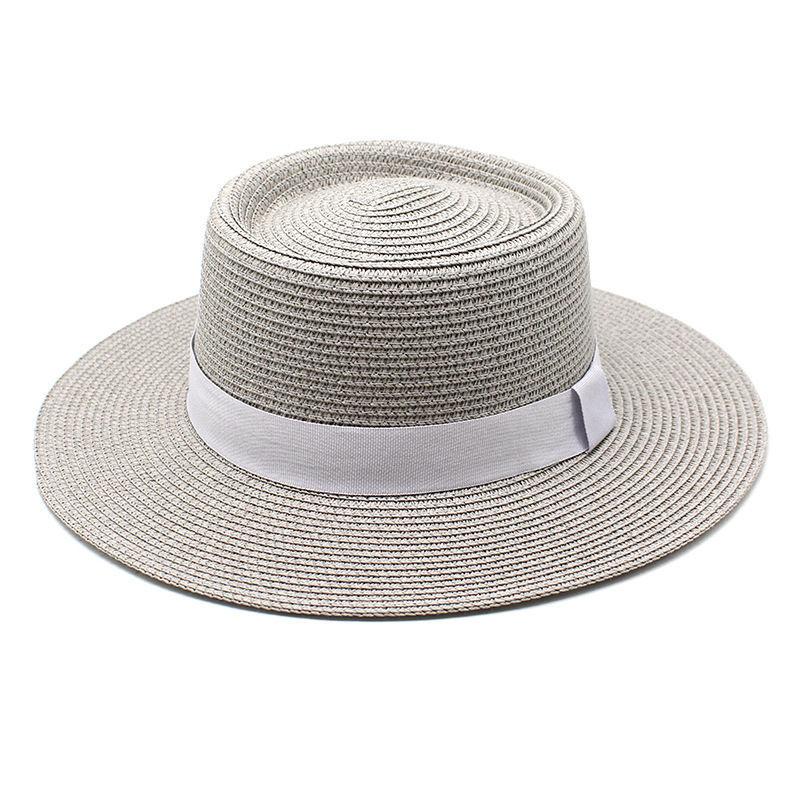 New sun hat straw hat women's summer beach hat concave and convex top sunshade hat flat-brimmed jazz hat, top hat