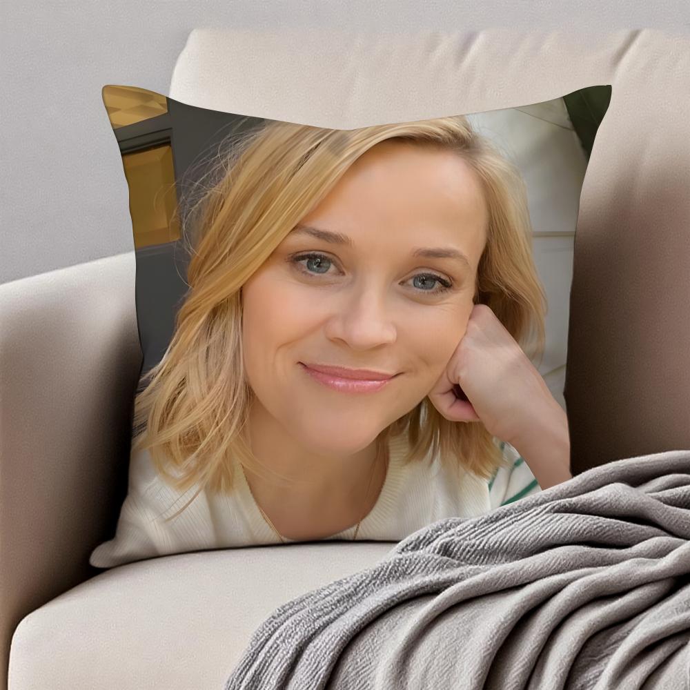 RReese Witherspoon Cushion Cover Pillowcase Antidustmite Invisible Zipper Short Plush Sofa Cushion