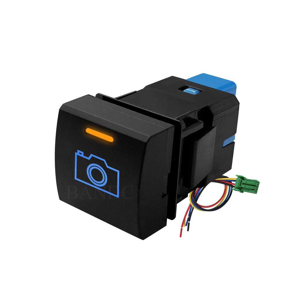 12V Car Push Button Switch Orange Blue Light Fixed Momentary Switch For Toyota Camry Altis RAV4 LC300 2022 Prado 150s 2020
