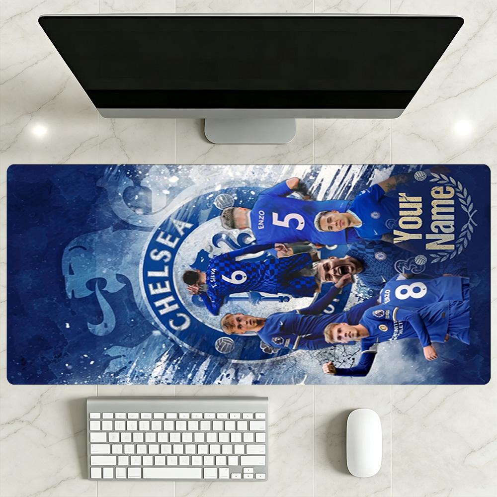 Персонализированный коврик для мыши и клавиатуры Chelsea FC, офисные коврики для мыши, нескользящая резиновая основа, аксессуар для украшения компьютерного стола