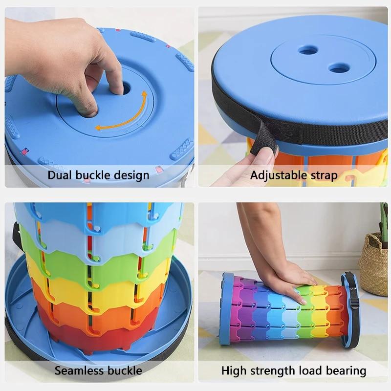 Портативный круглый складной стул, стул-гармошка с регулировкой высоты, простой инструмент, качели со слоном, игровая площадка, стул для очереди