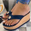 Женская обувь Бисквитные сандалии больших размеров Наклонные шлепанцы с толстой подошвой Женская модная верхняя одежда Тапочки