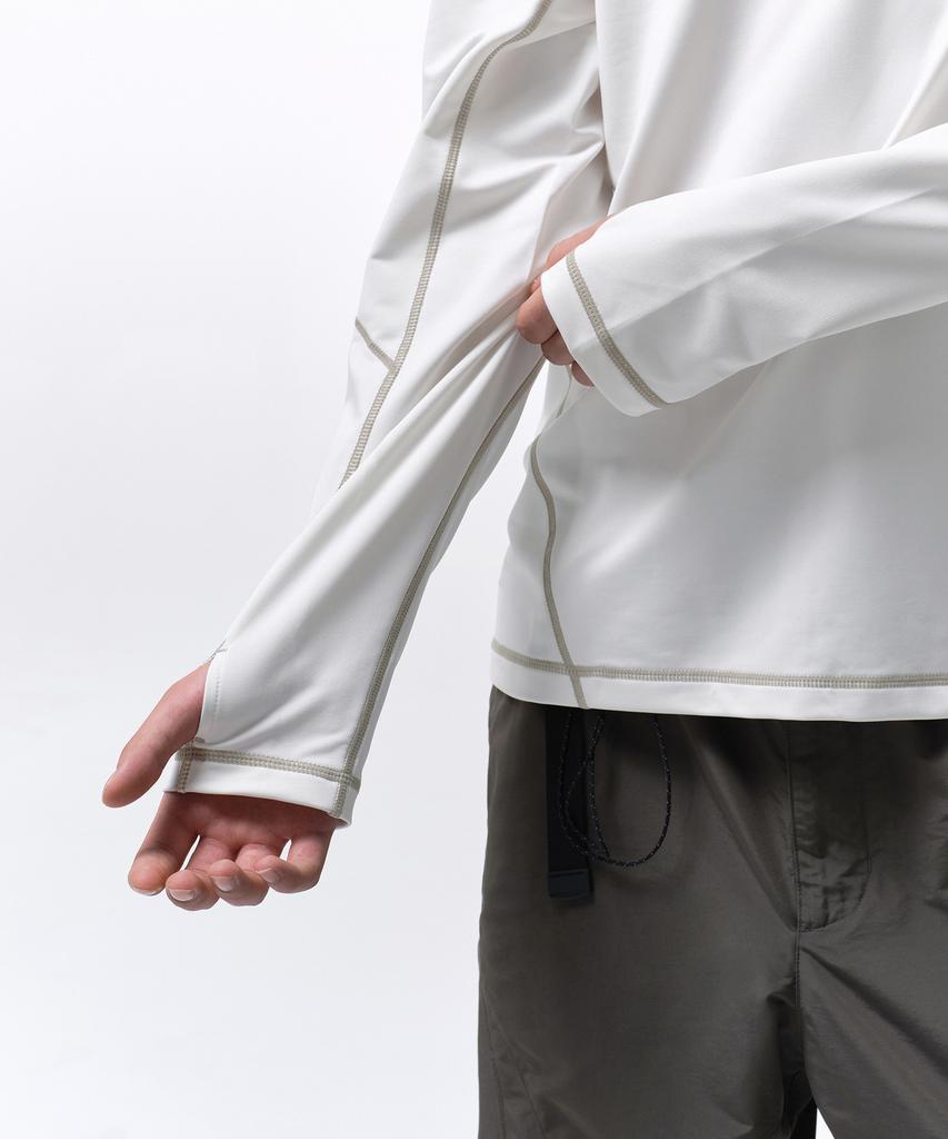 MUSINSA STANDARD [City Leisure] Structured Mock Neck Long Sleeve T-Shirt [Stone White]