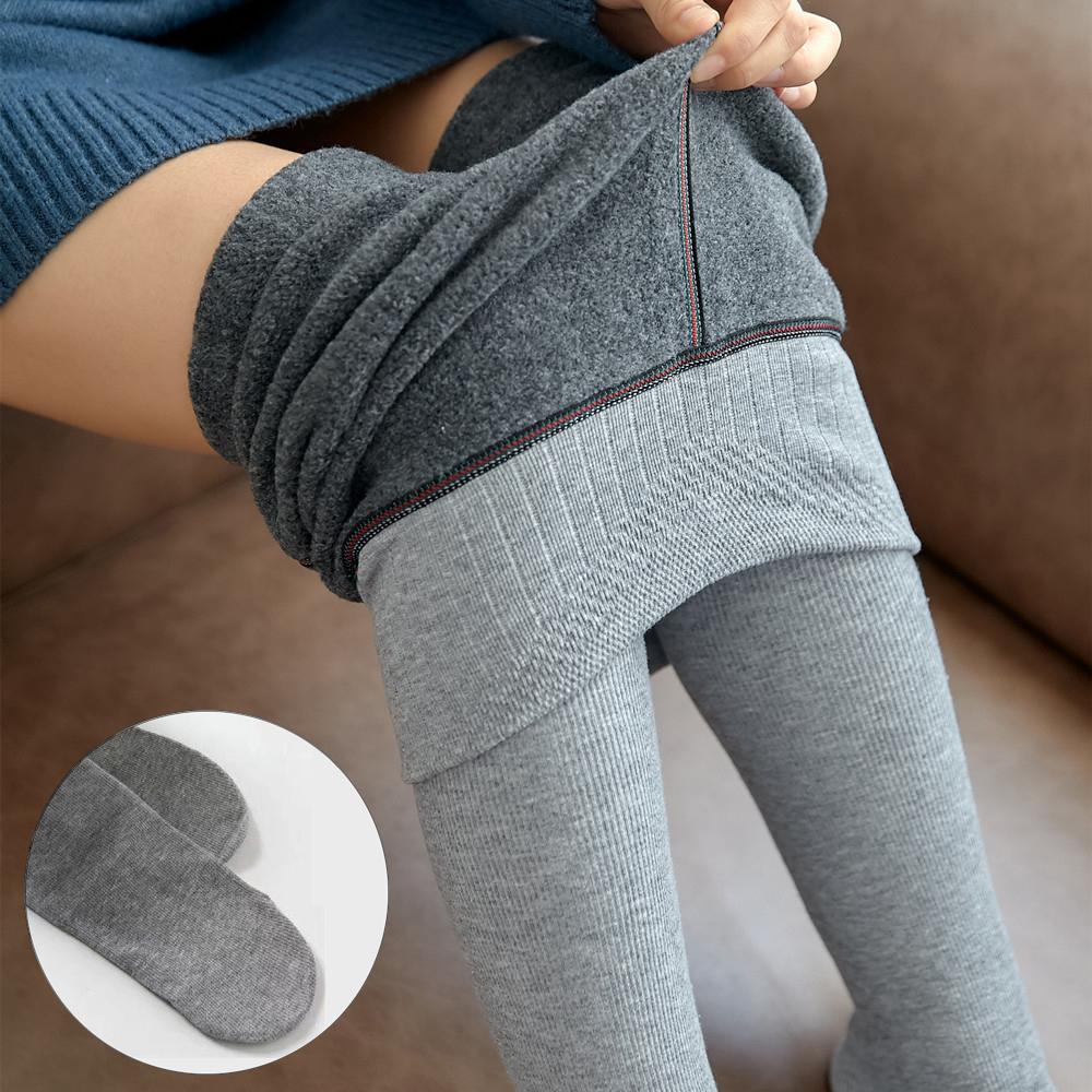 Women Leggings Autumn & Winter Pants Plus Velvet Thicken Pants High Waist Skinny Leggings Solid Vertical Striped Women Clothing