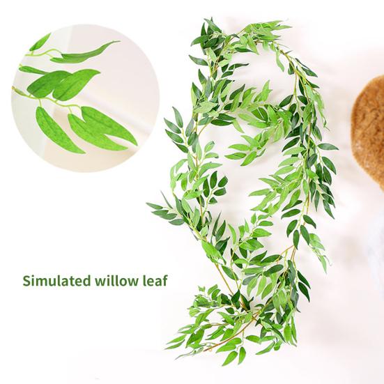 Artificial Plant Realistic No Withering Fadeless Nordic Style Decorative Plastic Simulation Willow Leaves Vine Home Decor