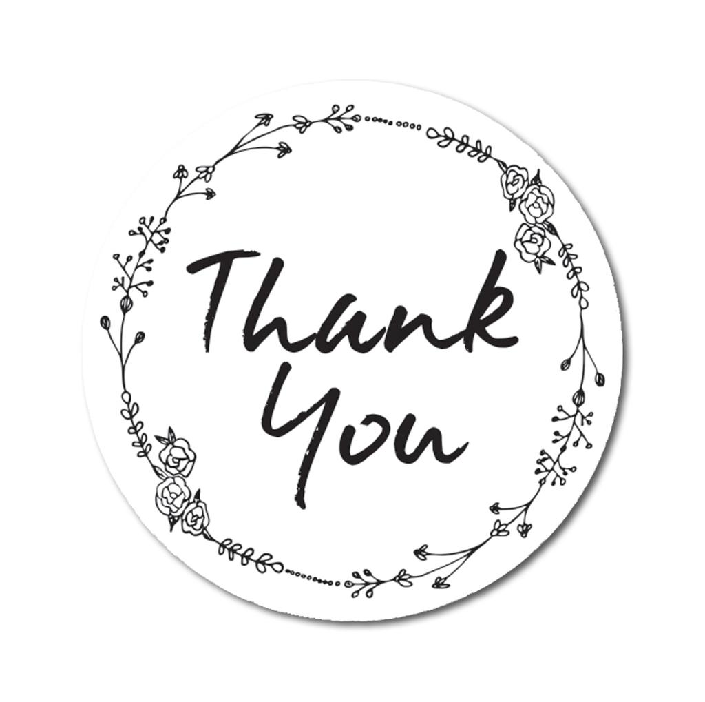 Darling Souvenir 1,6 дюйма круглая роза ручной рисунок цветочный венок черный спасибо наклейки-45