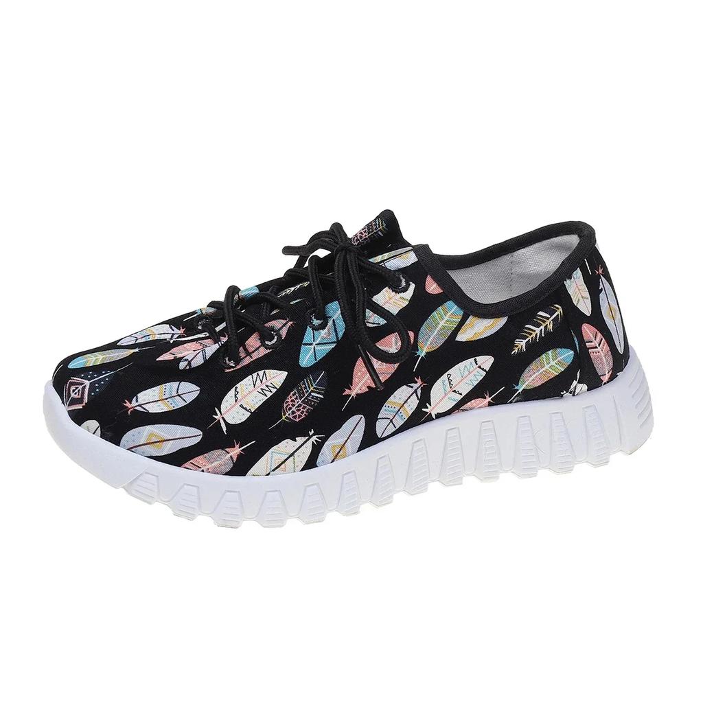 2024 Новые женские дышащие модные туфли из ткани с плоской подошвой в этническом стиле, удобная спортивная обувь с мягкой подошвой, повседневная обувь