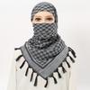 1Pc Fashion Thin Desert Plaid Print Square Headscarf Arabic Outdoor Mask Hijab Women Veil Unisex Tassel Shawl Unisex Scarf