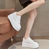 Thick-soled Leather Round Head White Shoes for Women's Spring New Small Men To Increase Their Height, Casual Fashion Versatile Board Shoes for Women