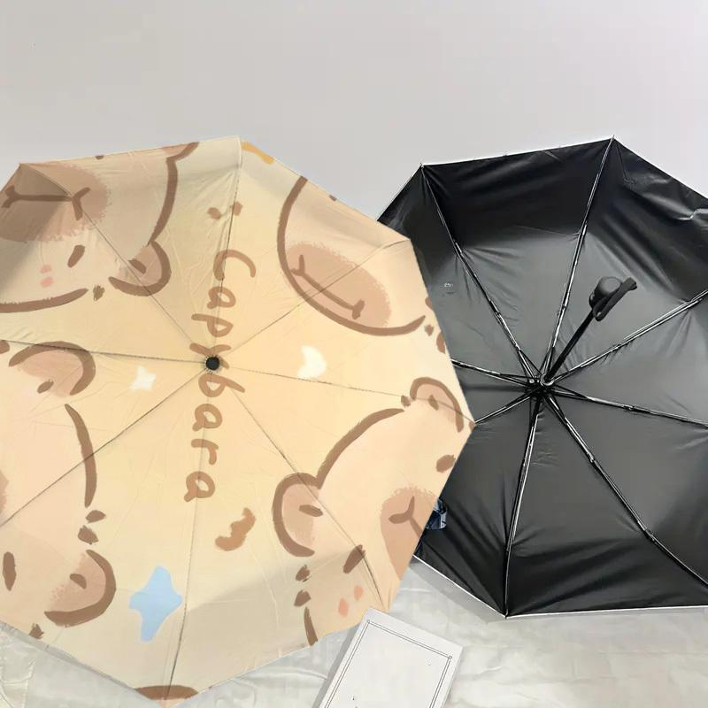 1pc Capybara Pattern Illustration Umbrella with Plastic Handle,Suitable for All Seasons Home Travel Outdoor UmbrellaDD188