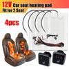 4Pcs Universal Car Seat Heater 12V Carbon Fiber Heat Pads 3 Levels Dual Square Control Switch With Harness As Winter