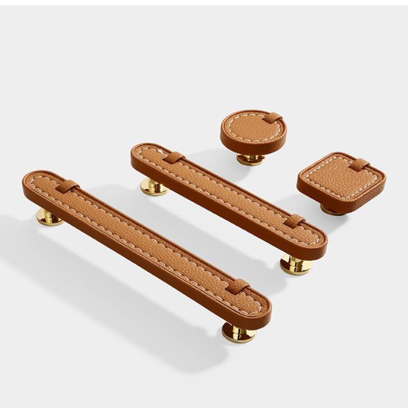 Ручки и ручки для обувного шкафа из цинкового сплава с кожаной ручкой, кухонные ручки для дверей шкафа, ручки для ящиков, мебельная фурнитура