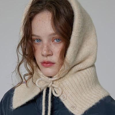 HUNTER [ЖЕНСКИЙ] Пушистая вязаная балаклава - Слоновая кость HDW0002CHZIVO