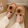 Indoor Warm Soft Sole Fluffy Slippers for Woman Autumn Winter Warm Shoes Cute Cartoon Flip-flops Couples Home Bedroom Slides