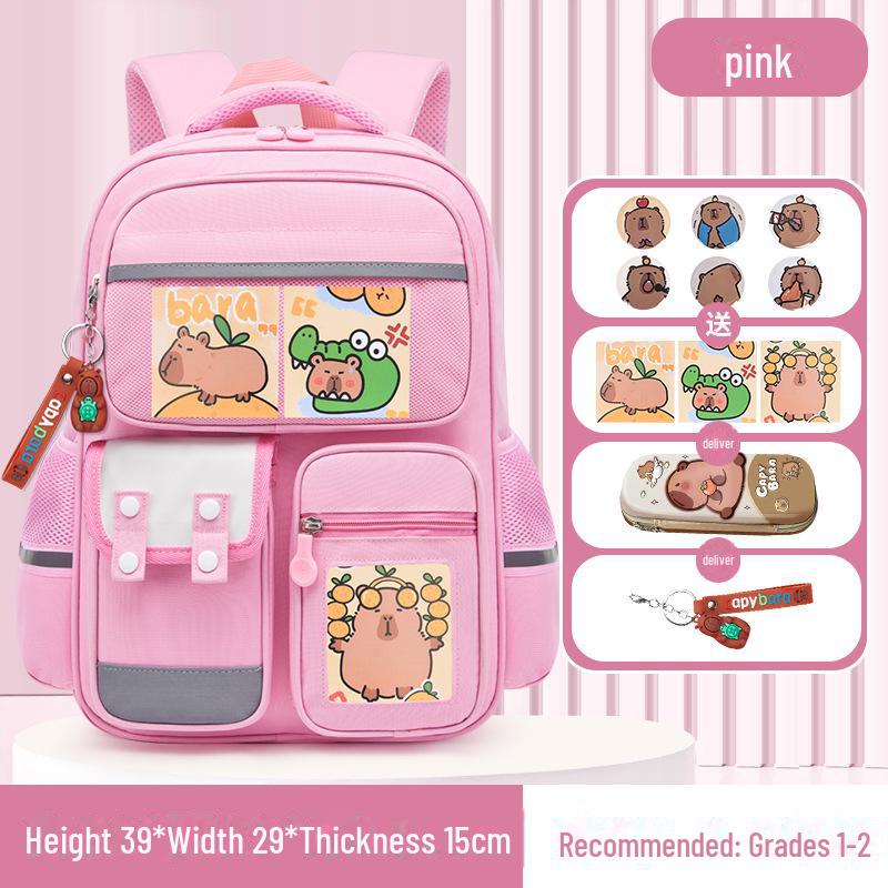 Рюкзак большой вместимости с капибарой для 1-6 классов - Милый и грязеотталкивающий дизайн для мальчиков и девочек